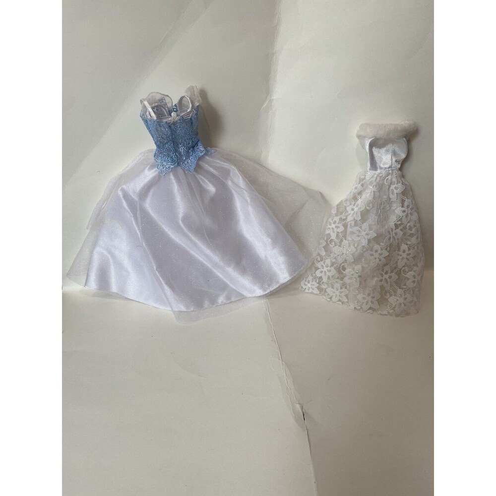 2 Barbie Doll Wedding Dresses Mattel Princess Bride Bridal Fashions Pink Label